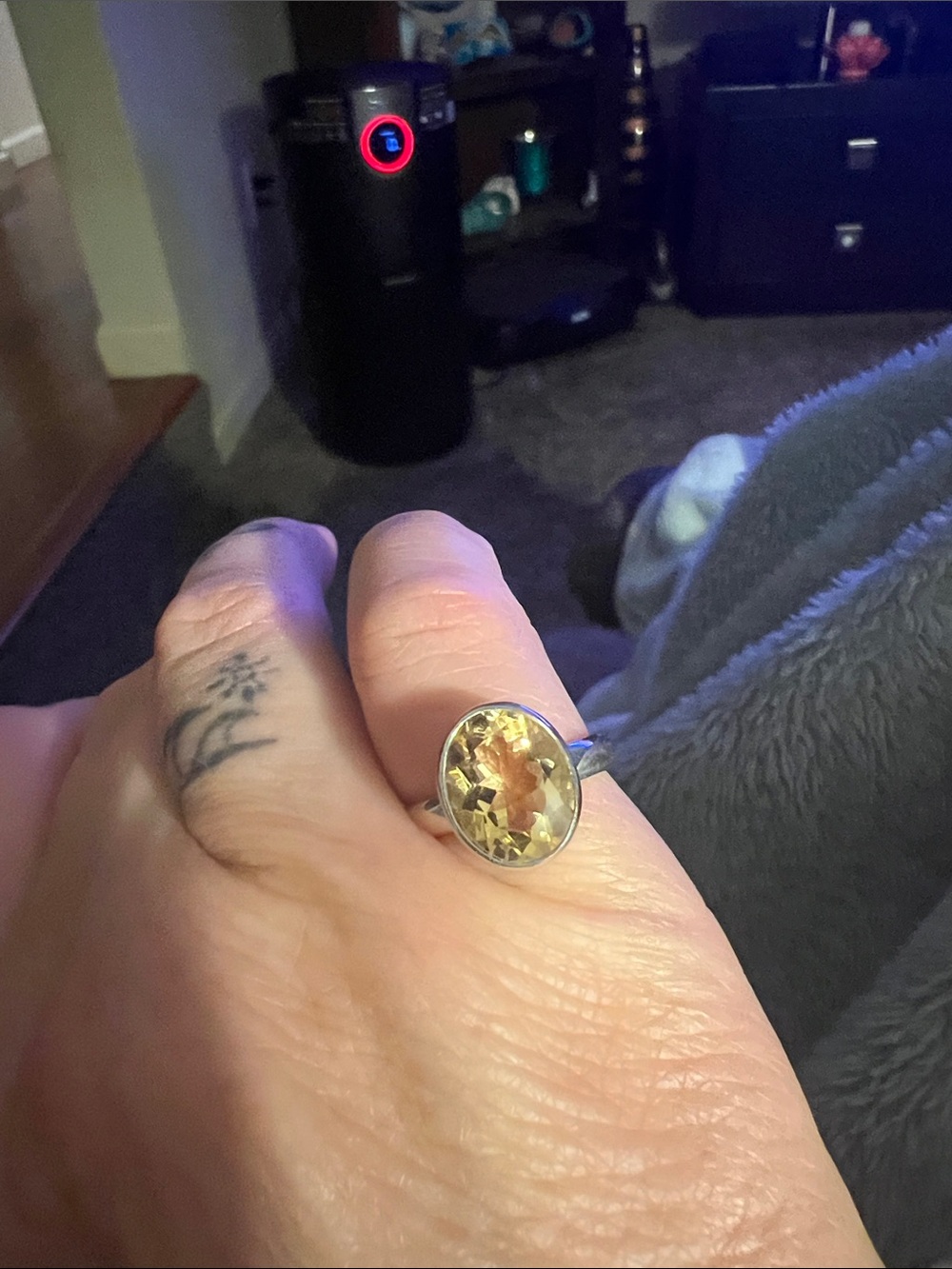 Sterling Silver Yellow Citrine ring size 7